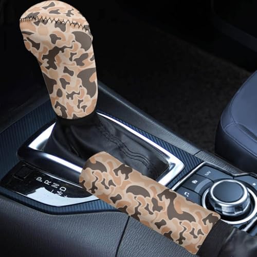 Handbrake and Gear Shift Knob Cover 2 Piece Automobile Hand Brake Cover Car Interior Accessories - color: Duck Camo