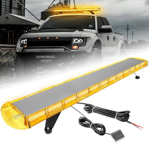 ASPL 53 inch 260 LED Low Profile Rooftop Strobe Lights Bar High Intensity Emergency Warning Flashing Beacon Snow Plow Light Traffic Advisor Car Hazard Construction Roof Lights Bars (Amber) - color: Amber