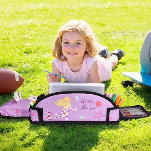 Kids Travel Tray for Car Airplane - Toddler Car Seat Table Tray, Road Trip Essentials for Boys & Girls, Carseat Lap Desk for Kids Road Trip Activities (Purple Mermaid) - color: Purple Mermaid