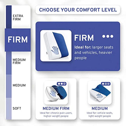 ComfySure Extra Large Wheelchair Seat Cushion - Firm Memory Foam Chair Pad for Wheelchair, Recliner, Office, Car & Bariatric Overweight Users 19”x17”x3” - color: Navy
