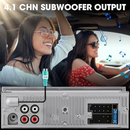 Retro Car Radio Receiver with Bluetooth: Single Din Vintage Stereo for Classic Vehicles - AM FM USB AUX Preset EQ Subwoofer Output