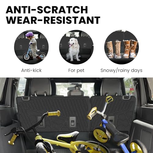 LASFIT Rear Back Seat Cover for Ford Bronco 4-Door 2021-2026 TPE Backrest Mats All Weather Protector Waterproof Split-Seat Design Liner Non-Slip Easy Clean, Bronco 4 Door Accessories - style: 4) Bronco 4-door| 21-25 | Back Seat Cover