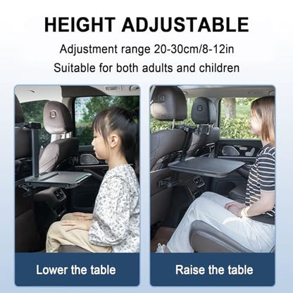 Car Seat Tray Table for Large Cars, Foldable Backseat Travel Tray with Non-Slip Pad, Phone/Tablet Holder - Roadtrip Eating Food Passenger Tray