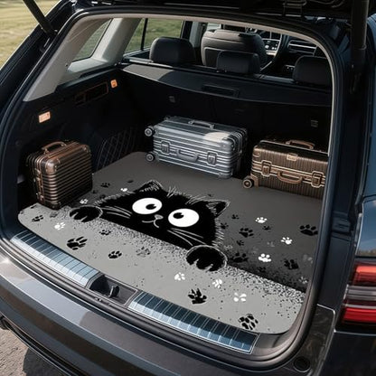 Universal Car Trunk Mat 29" x 39", Black Cat Paw Print All Weather Trunk Protection Cargo Liner, Durable Cargo Mat Rear Trunk Liner, Stylish Vehicle Interior Accessories Suitable for Most Car Models - color: Black Cat Paw Print