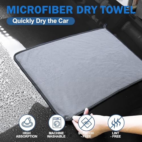 Navona 5 Pack Microfiber Car Drying Towels – Ultra Absorbent, Lint-Free Multi-Purpose Cloths for Car Wash, Bathroom Body Drying, Kitchen Cleaning & Sports Sweat Wiping