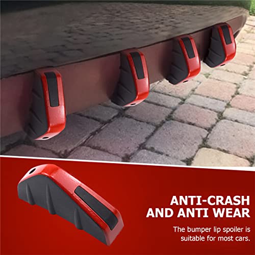 4pcs Car Lower Bumper Lip Diffuser, Anti-Crash Accessories Spoiler Fin Protector, Rear Splitter Lip Wing with Screw, Universal Auto Decoration for Car SUV Truck - style: Red Edge/Black Cover