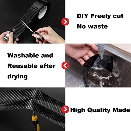Automotive Car Door Edge Entry Guards Door Sill Protector Strip 5D Carbon Fiber Vinyl Wrap Film Paint Threshold Scuff Plate Protectors Anti-Collision for Most Vehicles (Black, 2in*33FT) - size: 2in*33FT