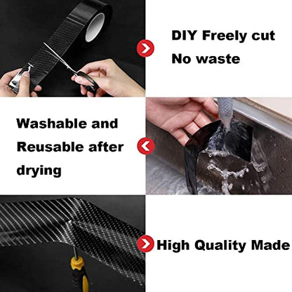 Automotive Car Door Edge Entry Guards Door Sill Protector Strip 5D Carbon Fiber Vinyl Wrap Film Paint Threshold Scuff Plate Protectors Anti-Collision for Most Vehicles (Black, 2in*33FT) - size: 2in*33FT