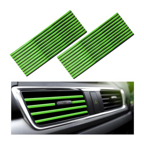 Yourkar 20 PCS Car Air Conditioner Decoration Strip, Flexible Air Vent Outlet Trim Decoration, Waterproof Decorative Trim for Air Vent Outlet for Most Vehicles, Car Accessories (Shiny Green) - color: Shiny Green