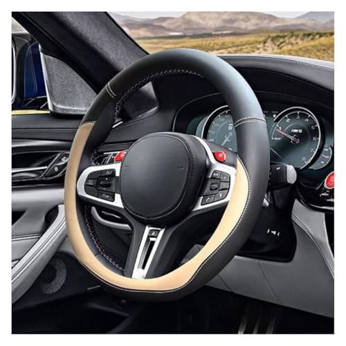 LAINLOY 14.5"-15" Car Steering Wheel Cover, Microfiber Leather Cover, Anti-Slip Breathable Steering Wheel Decoration, Universal Steering Wheel Accessories for Diverse Cars (Beige) - color: Beige