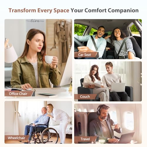 FLORICH Lumbar Support with Headrest Pillow Double-Sided Suede & Leather Car Neck Pillow and Back Cushion Kit Ergonomic Back Rest Pillow Neck Back Pain Relief for Car, Office Chair, Black - color: Black