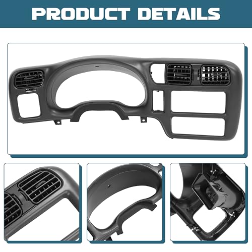 KUAFU Dash Radio Trim Bezel Cover Compatible with 1998-2004 Chevy Chevrolet S10 Blazer GMC Jimmy Dashboard Radio Panel Only Fit Single Din - color: Black