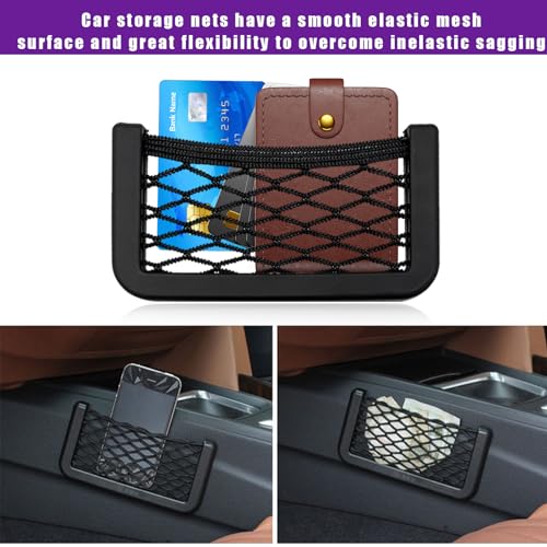 Dickno 6 PCS Car Pocket Phone Net, Universal Seat Side Storage Net Bag with Double Sided Tape, Automotive Frame Storage Net Pocket, Vehicle Interior Organizer for Phone Purse Bag - size: 6PCS