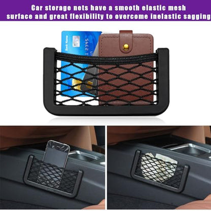 Dickno 6 PCS Car Pocket Phone Net, Universal Seat Side Storage Net Bag with Double Sided Tape, Automotive Frame Storage Net Pocket, Vehicle Interior Organizer for Phone Purse Bag - size: 6PCS