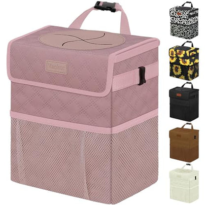 Vankor Car Trash Can Cute Trash Bag Bin Hanging Waterproof Automotive Garbage Cans Leak Proof Vehicle Trash Can Diamond Pattern-Pink - color: Quilted-Pink, size: 2.2 Gallons