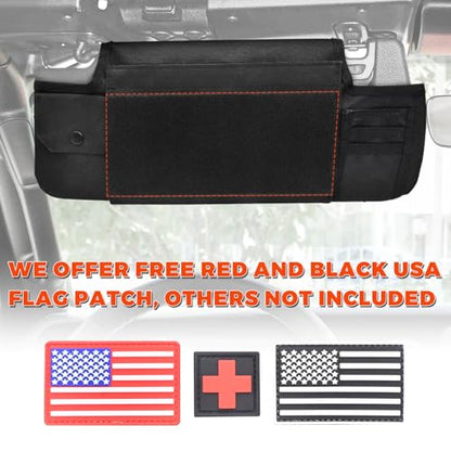 Sun Visor Organizer Compatible with Wrangler JL & JT 2018-2025, Driver's Side Front Tactical Visor Storage Molle Webbing Visor Storage, car Sunglasses Clip, Multi-Pocket