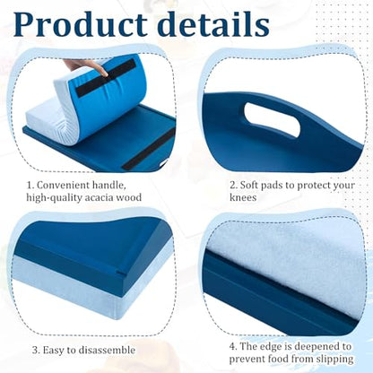 Tioncy 1 Piece Bamboo Lap Tray with Detachable Pillow 16.9'' x 13'' Lap TV Trays Desk with Handles for Adults Eating in Recliner Breakfast Housewarming Gift (Blue) - color: Blue
