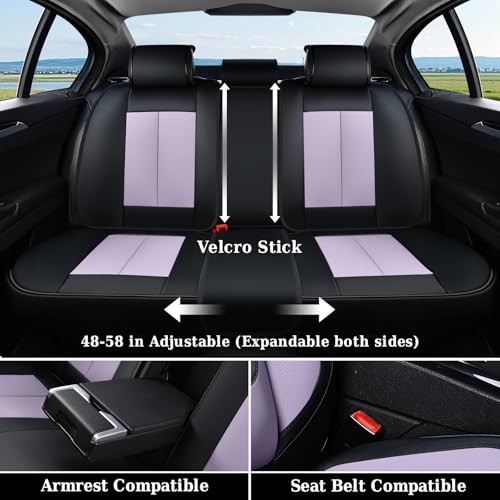 Coverado Rear Seat Covers for Cars, Waterproof Car Seat Covers Back Seat Cover, Faux Leather Seat Covers Automotive Seat Covers Seat Cushion Protector Universal Fit for Most Cars, Black&Purple - color: Black&Purple