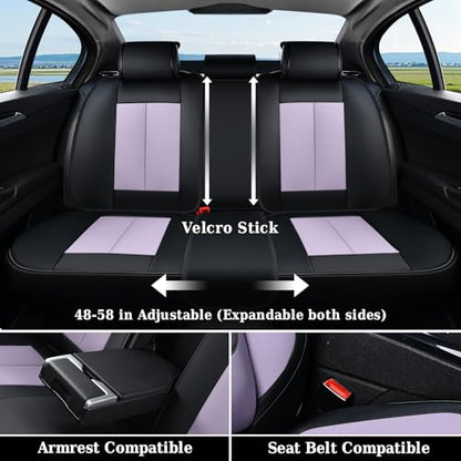 Coverado Rear Seat Covers for Cars, Waterproof Car Seat Covers Back Seat Cover, Faux Leather Seat Covers Automotive Seat Covers Seat Cushion Protector Universal Fit for Most Cars, Black&Purple - color: Black&Purple
