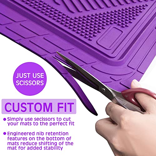 CAR PASS Heavy Duty Rubber Floor Mats 4-Piece Car Mat Set - Universal Waterproof Floor Mats for Car SUV Truck, Durable All-Weather Mats(Purple) - color: purple