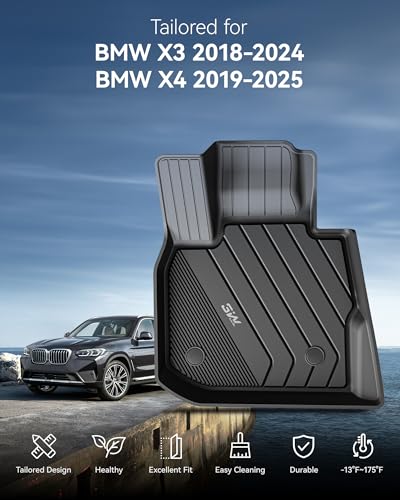 3W 2018-2024 BMW X3 Floor Mats & 2019-2025 X4 Floor Liner, All Weather TPE Custom Fit Accessories for X3 G01 X4 G02 30i M40i 30e M BMW X4 M M40i xDrive30i Full Set Car Mats, 5PCS - style: 2) X3 2018-2024 | X4 2019-2024 | Floor Mats