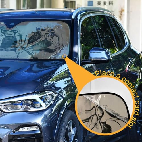 Windshield Sun Shade Shabby Skull Skeletons Front Window Block UV Shades Visor Reflective Retractable for Car SUV Trucks - color: B011