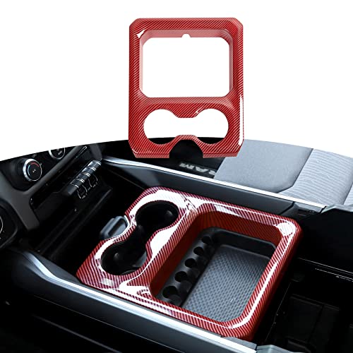 RT-TCZ for RAM Center Console Cup Holder Storage Box Trim Cover Frame for Dodge RAM 2018-2023 Red Carbon Fiber Interior Accessories - color: Red Carbon Fiber