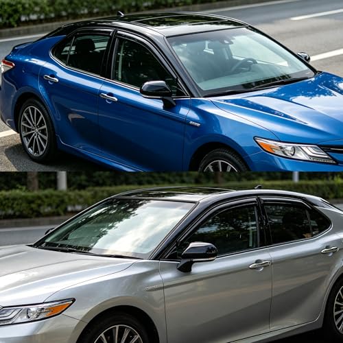 Smoke Vent Visors for 2018-2024 Toyota Camry | Outside Mount Tape On Rain Guards for Windows 4-Piece Set | Anti-Wind Noise Durable PC Deflectors for Camry Accessories - size: 2018-2024 Camry