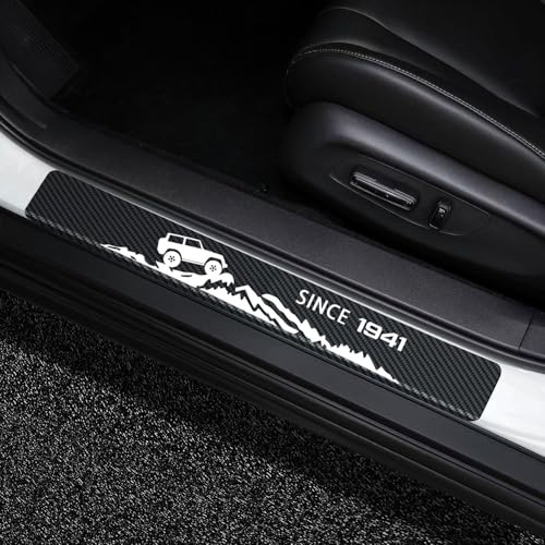 Car Door Sill Protector Stickers Compatible with Jeep Wrangler JL JLU & Gladiator JT Sill Accessories Entry Guard Anti-Dirty Scuff Plate Sticker Guard Sills Protector Trim (White-1) - color: White-1