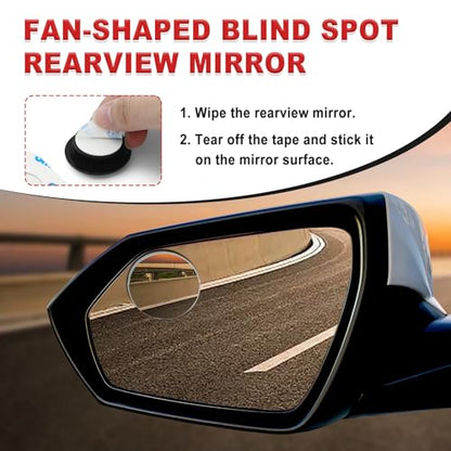 2-Pack Universal HD Blind Spot Mirrors, 360° Adjustable Frameless Convex Rear View Mirror for Cars, Trucks, SUVs, and Vans - Fan Shaped Side Mirrors Car Accessories (Circle) - style: Circle