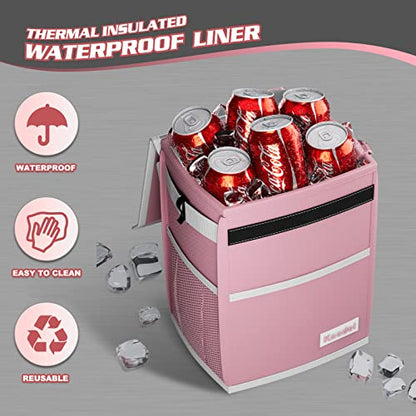 K KNODEL Waterproof Car Trash Can with Lid, Leak-Proof Garbage Bag, Hanging Bin for Women (Pink, Medium) - color: Pink, size: Medium