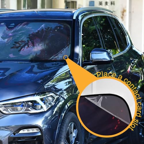 Windshield Sun Shade Dragon Purple Front Window Block UV Shades Visor Reflective Retractable for Car SUV Trucks - color: F012