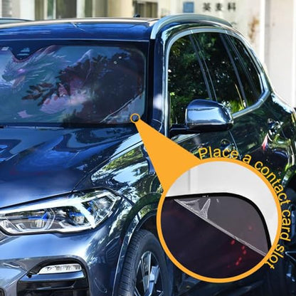 Windshield Sun Shade Dragon Purple Front Window Block UV Shades Visor Reflective Retractable for Car SUV Trucks - color: F012