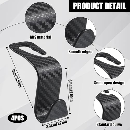 4 PCS Car Seat Hooks Set,Universal Car Headrest Hooks for Bags Purses Groceries, Back Seat Organizer Hanger,Black Pattern Design - color: Black Pattern Design