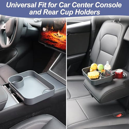 Car Seat Snack Tray for Kids, Mess-Free Square Travel Tray Cup Holder Snack Tray, Durable Car Food Tray for Toddlers, Universal Fit Kids Travel Road Trip Essentials (Dark Gray) - color: dark gray