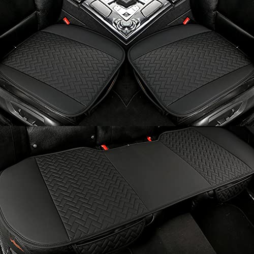West Llama Full Set Car Seat Covers for Front and Rear Bottom Seats Only, Luxury PU Leather Car Seat Pads Protectors Waterproof and Wear-Resistant,Black - color: B-Black, size: Universal Fit - Full Set