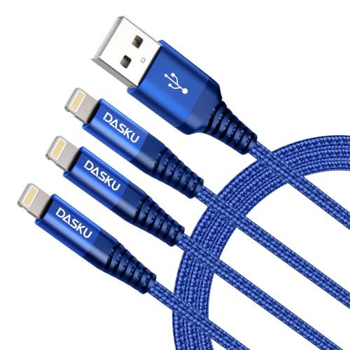 [Apple MFi Certified] 3Pack 3FT iPhone Charger Nylon Braided Lightning Cable Fast Charging iPhone Charger Cord Compatible with iPhone 14/13 / 12/11 / Pro Max/X/Xs Max/Xr / 8/7 / 6/5/iPad - color: Blue, size: 3FT, style: USB A