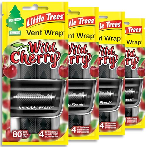 LITTLE TREES Car Air Freshener | Vent Wrap Provides Long Lasting Scent, Invisibly Fresh | 16 Air Fresheners | Wild Cherry - color: Wild Cherry