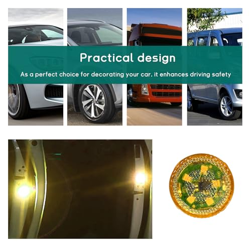 Dickno 4 PCS Wireless Car Door LED Warning Lights, 5 LED Roadside Auto Flashing Safety Signal for Anti Rear End Collision, Universal Strobe Light for Car SUV Truck (Yellow) - color: Yellow