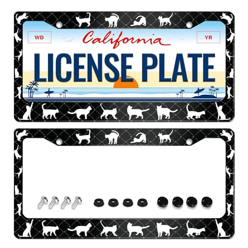 2Pcs Cat License Plate Frame Pet Animal License Plate Frames for Car Decorative Parts License Plate for Standard Us Canada License Plate Holder 12x6 Inch - color: Cat Pet Animal 2pcs, size: One size