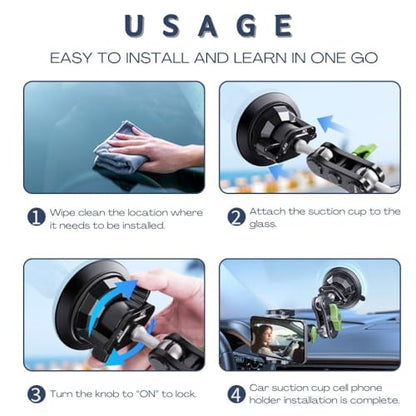 Suction Cup Phone Mount, Ultra-Stable Phone Holder for Vlog Shooting, 360 Rotation for Windshield, Roof Glass, Car Window, Fit for All Smartphones - style: Standard