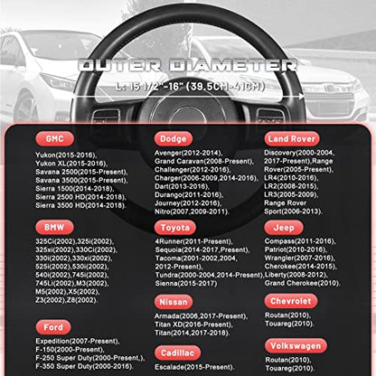 SEG Direct Car Steering Wheel Cover for F-150 Tundra Range Rover 15.5-16 inch, Black and Red Microfiber Leather - color: Black and Red, size: Large size[15 1/2''-16'']
