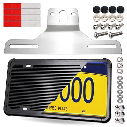 Trailer License Plate Bracket Holder with Silicone Car Tag Frame for Truck, Boats, RVs, Universal License Plates with Mounting Kit - color: Bracket+Silicone Frame