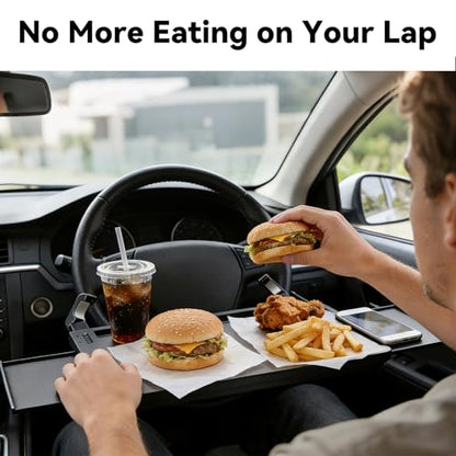 Extra Large Steering Wheel Tray for Car (26") – Adjustable Car Desk, Car Laptop Desk, Steering Wheel Desk Tray, Car Food Tray, Auto Travel Table with Expandable Side Panels for Eating, Working, Laptop