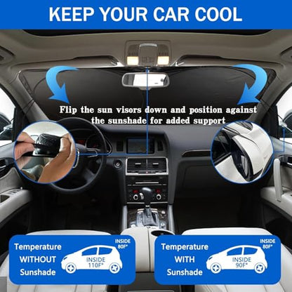 eygeufg Windshield Shade, Car Sun Shade for Front Windshield（Eyes-Black，Large） - color: Cool Black Eyes, size: Medium