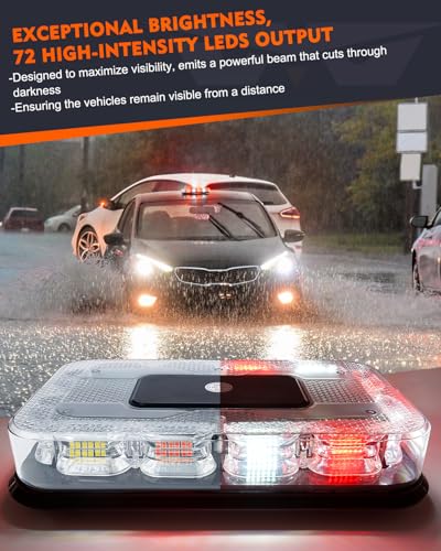 LUMENIX LED Roof Top Strobe Beacon Light Bar Rooftop Security Warning Emergency Flashing Plow Lights for First Responder Firefighter Vehicles Fire Trucks Cars Snowplow - Red White - color: Red and White