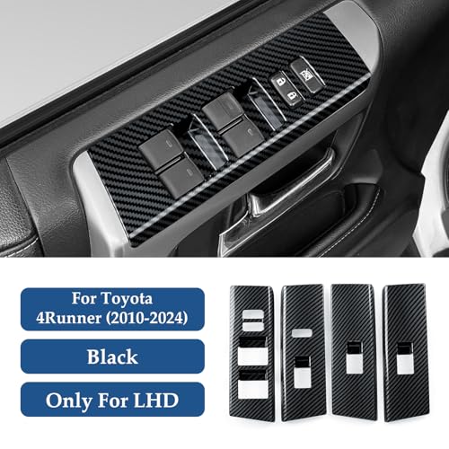 Car Window Lift Switch ABS Sticker Carbon Fiber Decal Cover Interior Trim Accessories for Toyota 4Runner SUV 2010-2025 Black - color: Window Lift Switch