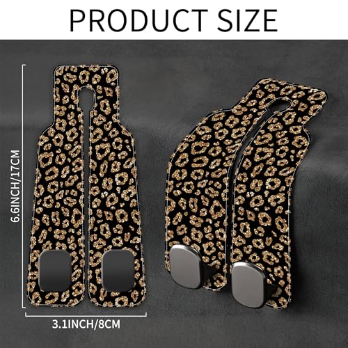 Car Headrest Purse Hanger Abstract Gold Glitter Leopard 1 Pack Bag Purse Holder for Car Premium Leather Double Metal Hook for Handbags, Grocery Bags and Phones - color: Abstract Gold Glitter Leopard