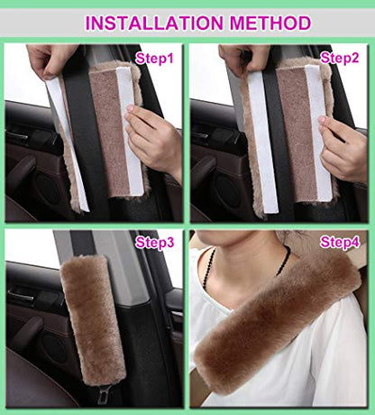 Soft Faux Car Seat Belt Cover Pad,Car Safety Seat Belt Strap Shoulder Pad for Adults and Children,Suitable for Car Seat Belt,Backpack,Shoulder Bag,Set of 2 (Gray) - color: Gray
