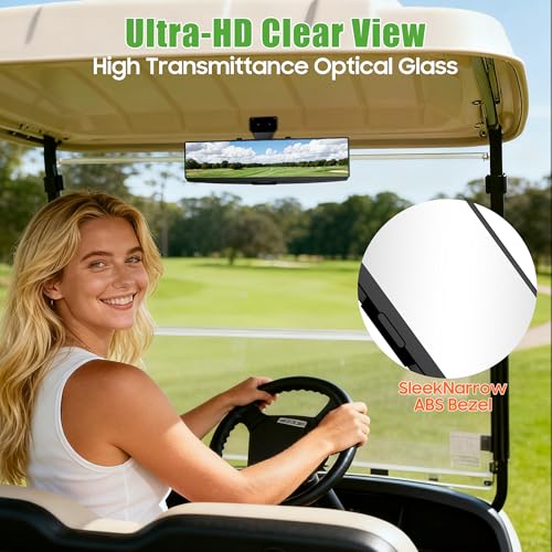 10L0L Wide View Mirror for EZGO, Golf Cart, Yamaha Universal Golf Car Rear View Mirror (3D Stereo Red Light) - style: 3D Stereo Red Light